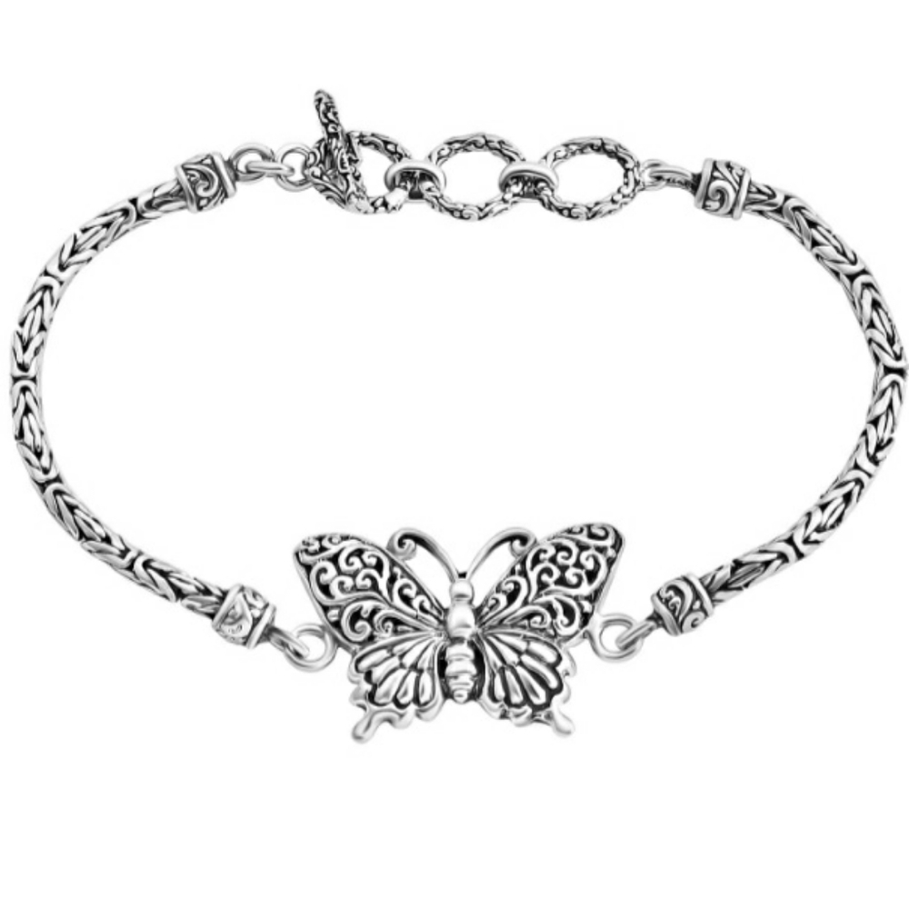 NWT, Handmade In Bali, Butterfly Bracelet in Solid Sterling Silver